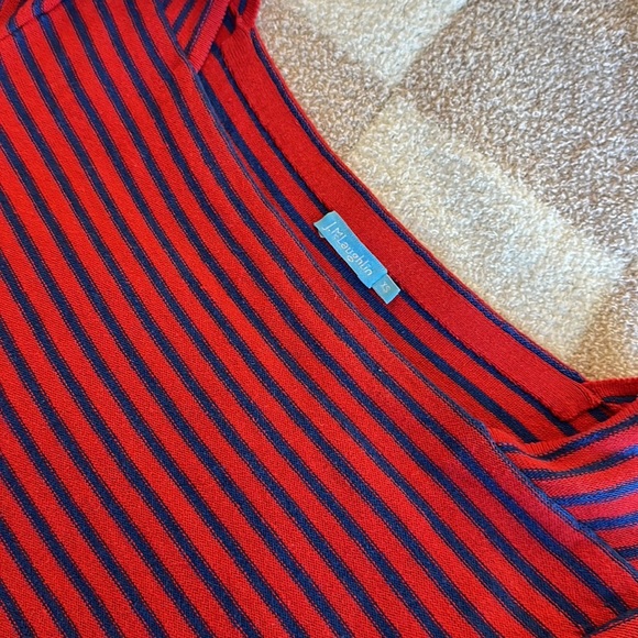 J. McLaughlin cotton linen blend blue and red striped dress size XS - Picture 3 of 4